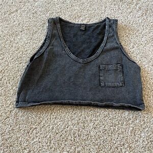 SHEIN Charcoal Gray V-Neck Top